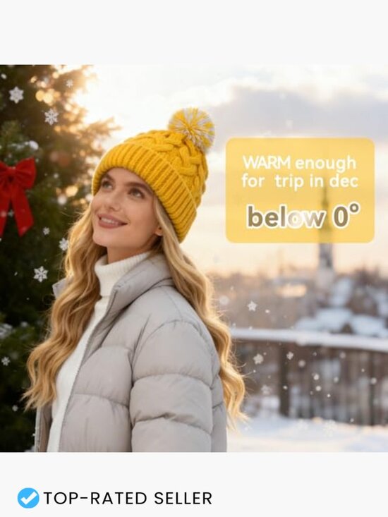 Slouchy Chunky Knit Beanie with Pom Pom - Cozy Winter Hat for Unisex main image 7